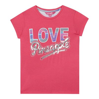 Pineapple Girls' pink logo sequin embellished t-shirt